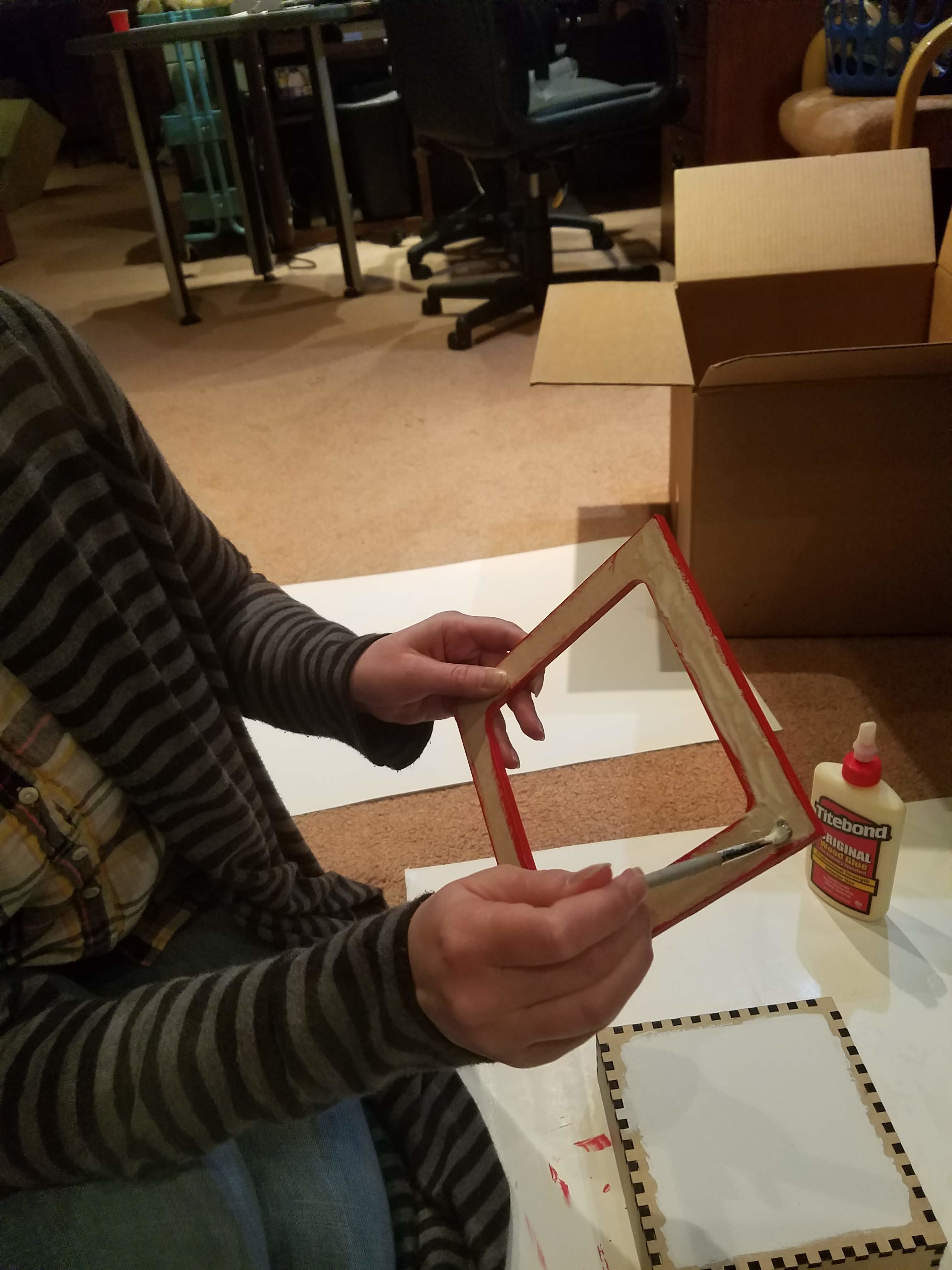 Painting Glue on Frame Living Lullaby Designs